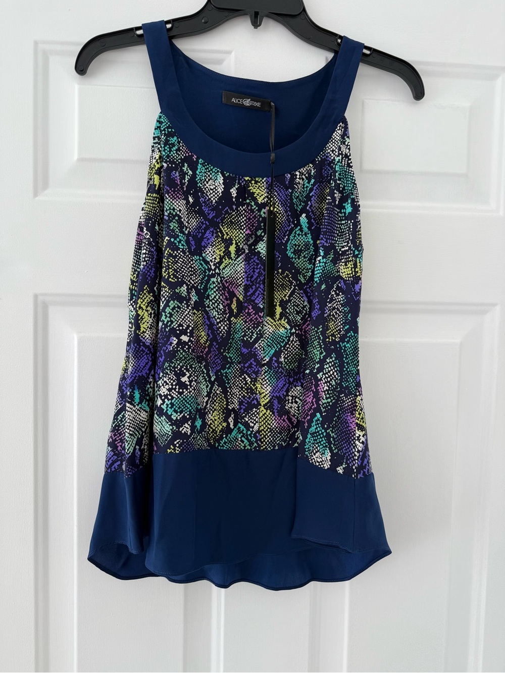 Alice & Trixie SILK Navy Multicolor Snake-Print Sleeveless Camisole